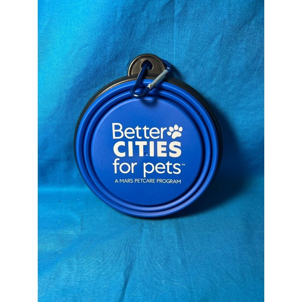 Small Travel Pet Water Food Bowl Dish Blue Collapsable